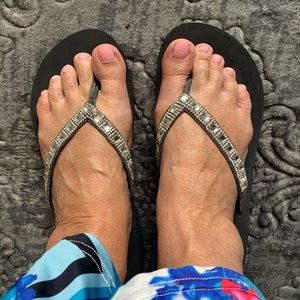 Yellow box flip flops